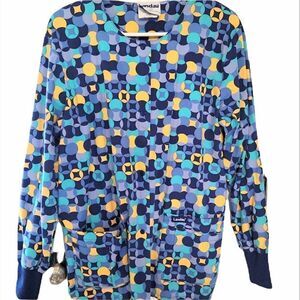 LANDAU Scrub Jacket Lab Coat Pockets Snap Closure Small